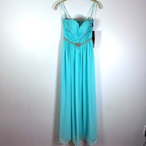 Rhianna Couture Full Length Strapless Lace Back Rhinestone Accent Prom Dress 4